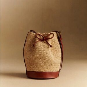 Sézane Mini Farrow Raphia Bag - Natural Beige